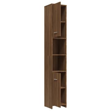 Stylish Brown Oak Bathroom Cabinet - 30x30x183.5 cm