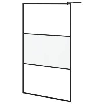 Walk-in Shower Wall with Shelf Black 115x195 cm ESG Glass