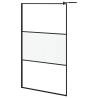 Walk-in Shower Wall with Shelf Black 115x195 cm ESG Glass