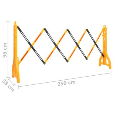 Folding Traffic Barrier Yellow and Black - 250x38x96 cm