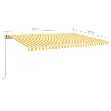 Manual Retractable Awning with LED - Yellow & White 500x300 cm