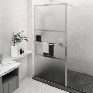 Stylish Walk-in Shower Wall with Shelf - 115x195 cm Chrome