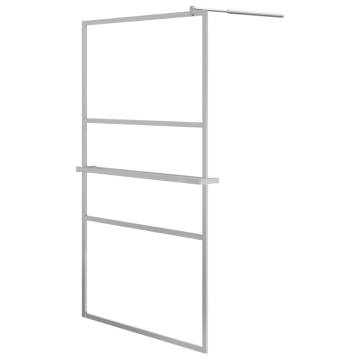 Stylish Walk-in Shower Wall with Shelf - 115x195 cm Chrome