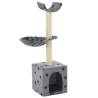 Cat Tree with Sisal Scratching Posts - 105 cm Grey Paw Prints