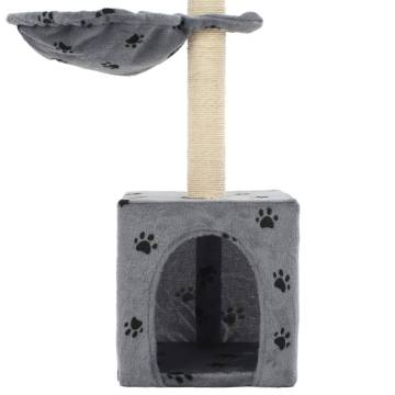 Cat Tree with Sisal Scratching Posts - 105 cm Grey Paw Prints