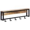 Coat Rack 87x10x27 cm - Solid Mango Wood with 5 Hooks