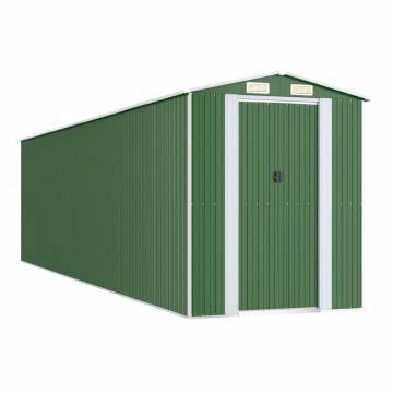 Durable Green Garden Shed - Galvanised Steel, Spacious Design