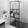 Walk-in Shower Wall with Shelf Black 90x195 cm ESG Glass&Aluminium Colour black Size 90 x 195 cm Model pattern 2 