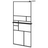 Modern Walk-in Shower Wall with Shelf - 90x195 cm Black