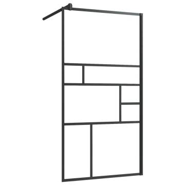 Modern Walk-in Shower Wall with Shelf - 90x195 cm Black