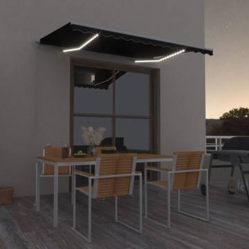 Manual Retractable Awning with LED - 350x250 cm Anthracite