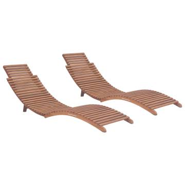 Folding Sun Loungers 2 pcs | Solid Teak Wood | Hipomarket