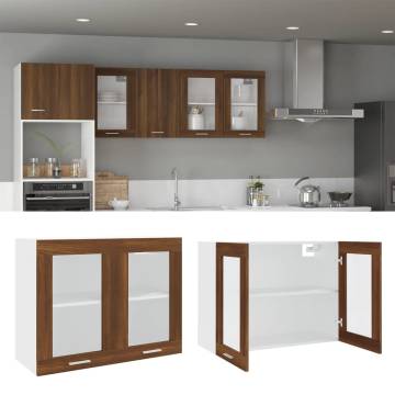 Hanging Glass Cabinet Brown Oak 80x31x60 cm | HipoMarket