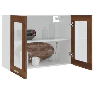 Hanging Glass Cabinet Brown Oak 80x31x60 cm | HipoMarket