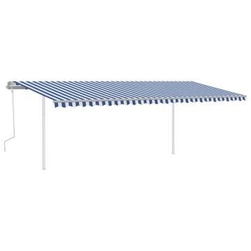 Manual Retractable Awning 6x3.5m Blue/White - UV Protection