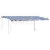 Manual Retractable Awning with LED - Blue & White 6x3 m