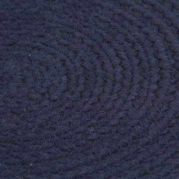 Handmade Navy Blue Round Cotton Placemats | 6 pcs