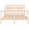 Small Double Bed Frame with Headboard - Solid Wood Design