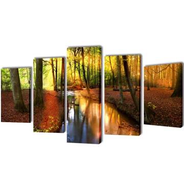 Canvas Wall Print Set Forest 100 x 50 cm - Hipomarket UK