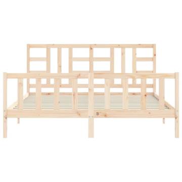 Solid Pine Super King Bed Frame 180x200 cm with Headboard | Hipo Marke