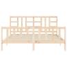 Solid Pine Super King Bed Frame 180x200 cm with Headboard | Hipo Marke