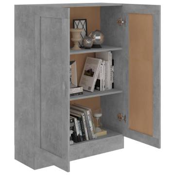 Stylish Concrete Grey Book Cabinet - 82.5x30.5x115 cm