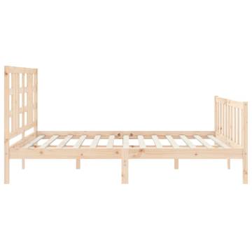 Solid Pine Super King Bed Frame 180x200 cm with Headboard | Hipo Marke