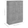 Stylish Concrete Grey Book Cabinet - 82.5x30.5x115 cm