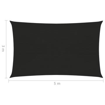 HDPE Sunshade Sail Black 3x5m - UV & Mould Resistant