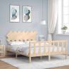 Bed Frame with Headboard King Size Solid Wood Colour natural Size 150 x 200 cm 