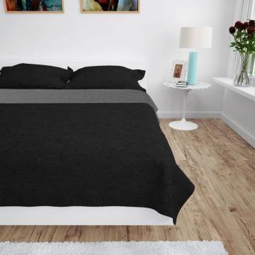 Double-sided Quilted Bedspread 230x260 cm - Grey & Black