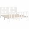 White Solid Wood Bed Frame with Headboard - King Size 150x200 cm