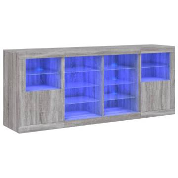 Modern LED Sideboard Grey Sonoma - 163x37 cm | Hipo Market