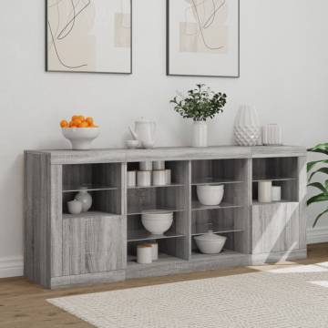 Modern LED Sideboard Grey Sonoma - 163x37 cm | Hipo Market