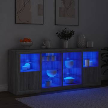 Modern LED Sideboard Grey Sonoma - 163x37 cm | Hipo Market