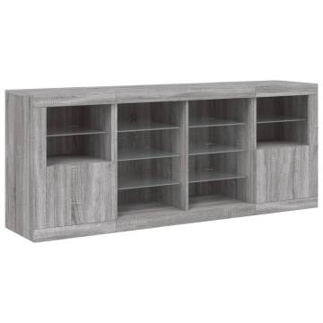 Modern LED Sideboard Grey Sonoma - 163x37 cm | Hipo Market