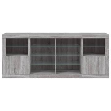 Modern LED Sideboard Grey Sonoma - 163x37 cm | Hipo Market