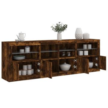 Modern Sideboard with LED Lights - Smoked Oak 202x37x67 cm