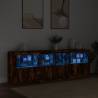 Modern Sideboard with LED Lights - Smoked Oak 202x37x67 cm