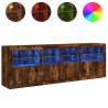 Modern Sideboard with LED Lights - Smoked Oak 202x37x67 cm