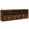 Modern Sideboard with LED Lights - Smoked Oak 202x37x67 cm