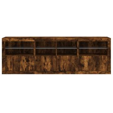 Modern Sideboard with LED Lights - Smoked Oak 202x37x67 cm