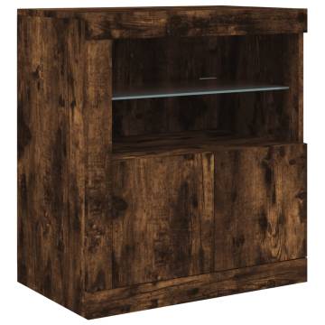 Modern Sideboard with LED Lights - Smoked Oak 202x37x67 cm