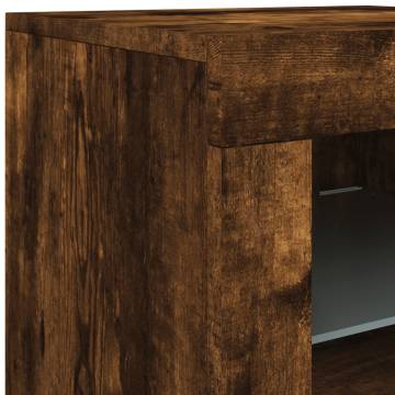 Modern Sideboard with LED Lights - Smoked Oak 202x37x67 cm