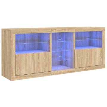 Modern Sideboard with LED Lights - Sonoma Oak 181.5x37x67 cm