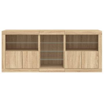 Modern Sideboard with LED Lights - Sonoma Oak 181.5x37x67 cm