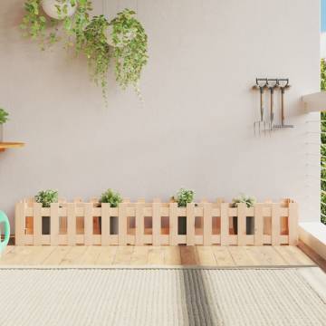 Garden Raised Bed with Fence Design - Solid Pine 200x30x30 cm