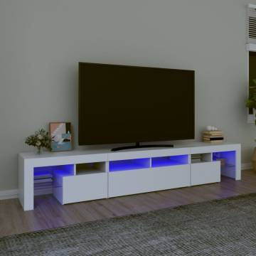 Stylish LED TV Cabinet in White - 230x36.5x40 cm