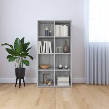 Stylish Grey Sonoma Book Cabinet - 66x30x130 cm