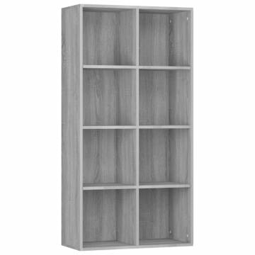 Stylish Grey Sonoma Book Cabinet - 66x30x130 cm